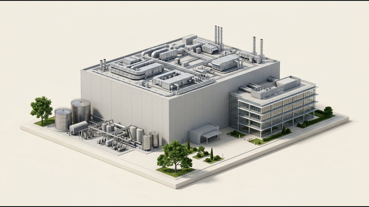 晶圓廠建築示意插圖（本刊製圖・AI 生成）