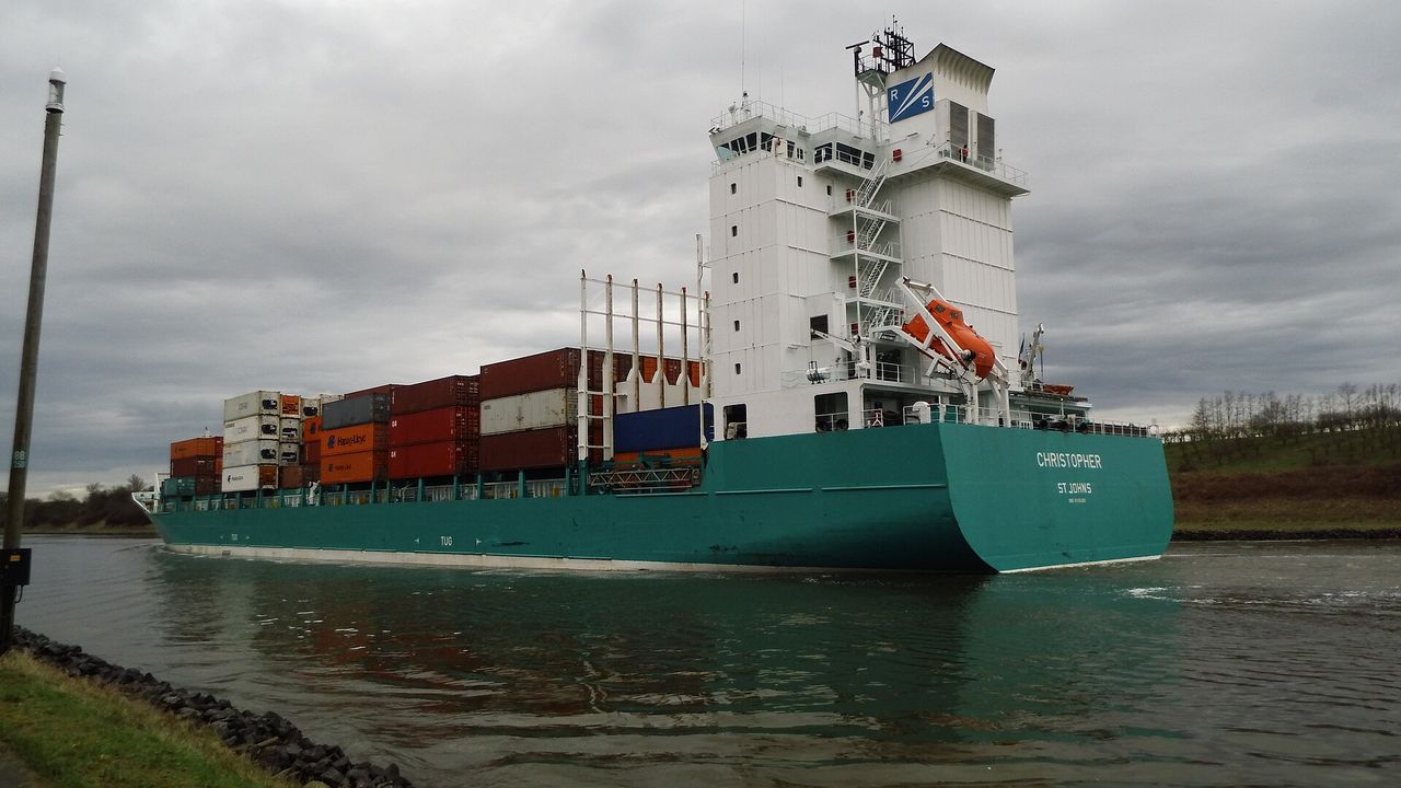 shipping（運河中的貨櫃船實景）